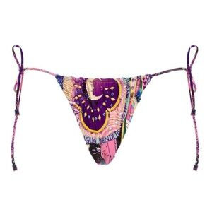 NWT Agua Bendita Aldana Eter Tie Sequin Bikini Bottom Pink & Blue Celestial